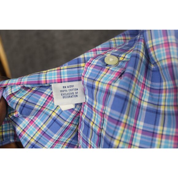 Polo Ralph Lauren Dress Shirt Mens Small Multi Color Plaid Cotton Button Up - Picture 5 of 6